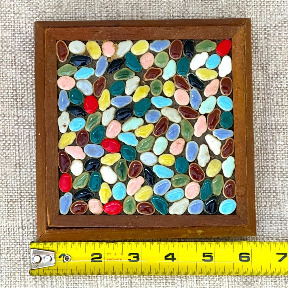 Mid Century walnut and mosaic trinket jewelry box